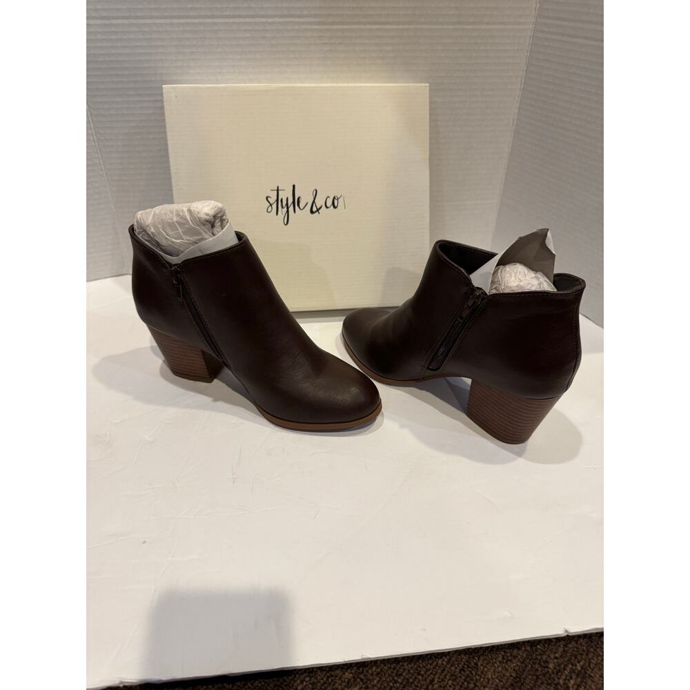 Style & Co Masrina Women's Brown Closed Toe Ankle Bootie 7W New - Picture 4 of 6